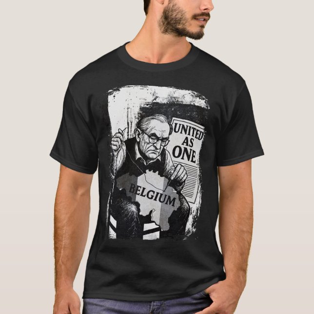 Vereint als eins - Belgien Schwarz & Weiß Grunge T-Shirt (Vorderseite)
