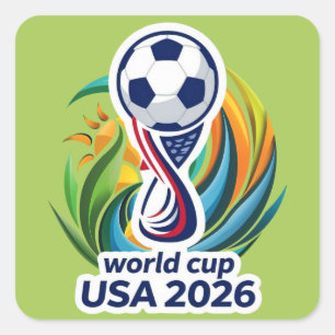 Vereint durch das Spiel: 2026 Fußball-Feier-Design Quadratischer Aufkleber