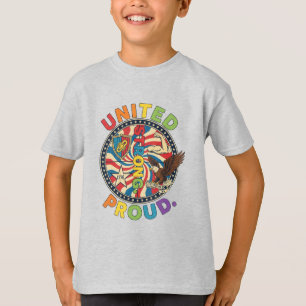 Vereint Stark Stolz Amerikanischer Adler & Schild T-Shirt