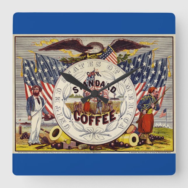 Vereinte Staaten - unser Standardkaffee Quadratische Wanduhr (Vorderseite)