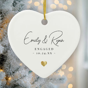 Vereinzelt Verlobung Ankündigung Gold Heart Keepak Keramik Ornament