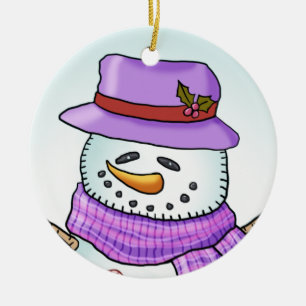 Vereister Schneemann  Keramikornament