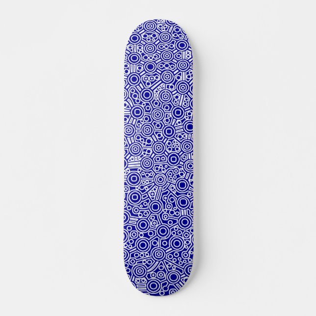 Verfallene Alien Circuit - White on Deep Blue Skateboard (Vorne)