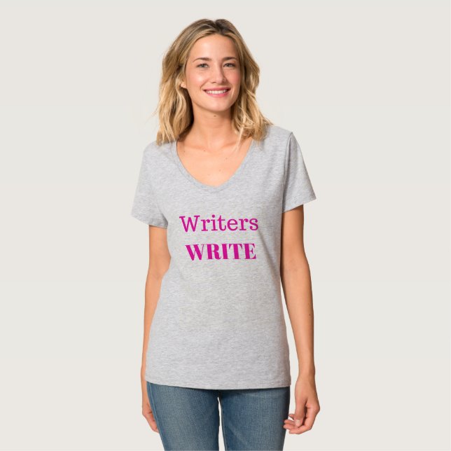 Verfasser schreiben V-Hals T - Shirt-Rosa-Druck T-Shirt (Vorderseite Vollansicht)