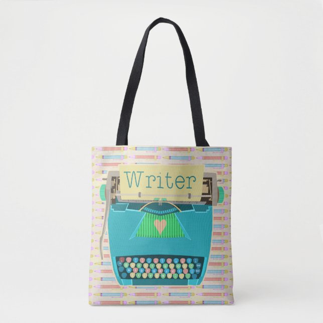 Verfasser-Schreibmaschinen-niedliches Retro Tasche (Vorderseite)