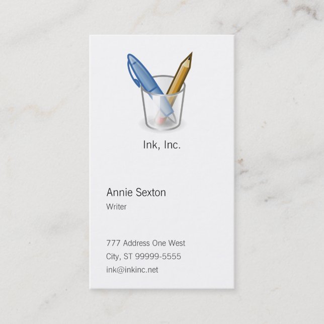Verfasser-Stift-Bleistift-Schale Visitenkarte (Vorderseite)