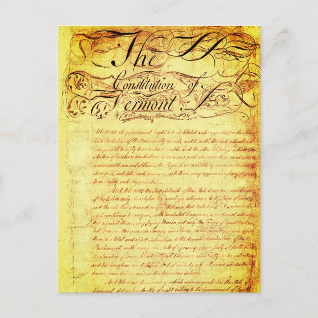 Verfassung von Vermont (1777) Postkarte (Vorderseite)