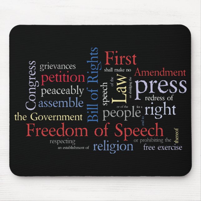 Verfassungszusatz-Wort-Wolken-Redefreiheit Mousepad (Vorne)