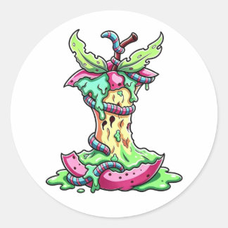 Verfaulter Apfelkern-Monster-Vinyl-Aufkleber - Gru Runder Aufkleber