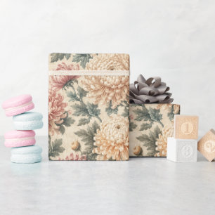 Verfeinerte detaillierte Chrysanthemenblüten Geschenkpapier