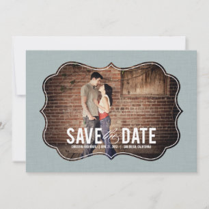 Verfeinerte Eleganz Foto Save The Date - Blau
