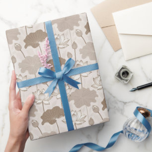 Verfeinerte Lotus & Blätter — Ruhiger Minimal Luxu Geschenkpapier