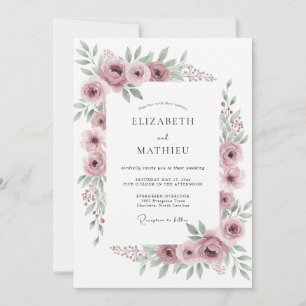 Verfeinerte Malven-Blumenhochzeit Einladung