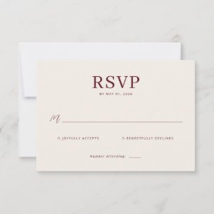 Verfeinerte Maroon-Kalligrafie-Schablone RSVP Karte