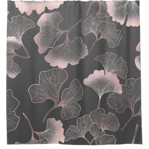 Verfeinerte rosa Ginkgoblätter mit metallischer Te Duschvorhang