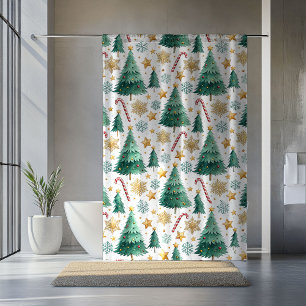 Verfeinerte Weihnachtsbäume Wasserfarbe Duschakzen Duschvorhang