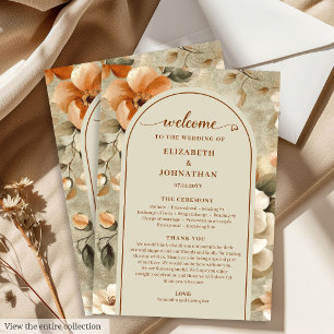 Verfeinertes Boho-Kupfer-Elfenbein-Sage-Hochzeitsp Programm