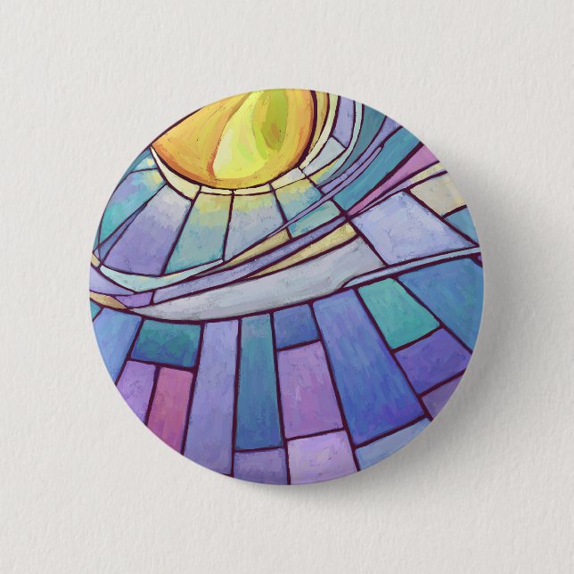Verfestigtes Glas Sonne strahlend Himmel Button (Vorderseite)