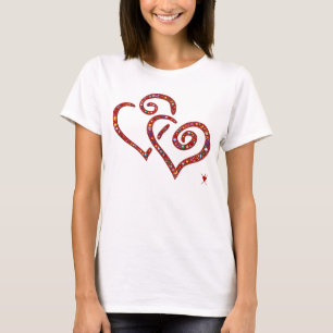 Verflochtene Herzen, Rot, emoji-gefüllter Entwurf T-Shirt