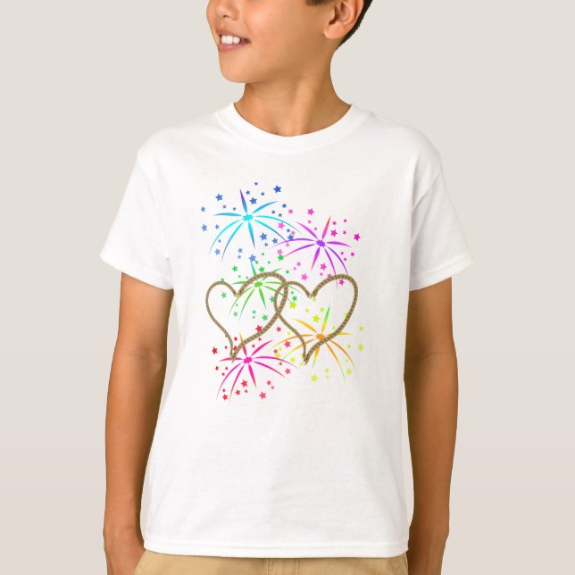 Verflochtene Herzen Tangled Seil Romantische Feuer T-Shirt (Vorderseite)
