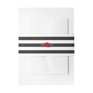 Verflochtene romantische Rote Rosen Stripe Wedding Einladungsbanderole