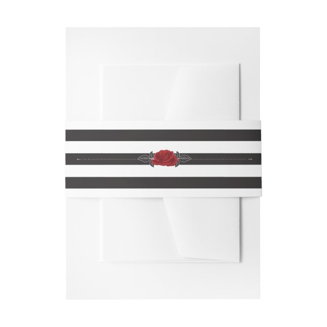 Verflochtene romantische Rote Rosen Stripe Wedding Einladungsbanderole (Vorderseite Beispiel)