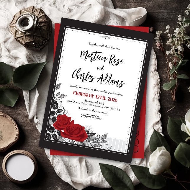 Verflochtene romantische Rote Rosen zum Hochzeitsf Einladung (Von Creator hochgeladen)