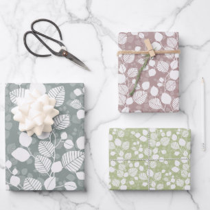 Verflochtenes Laubkronendach Pastell Botanisch Geschenkpapier Set