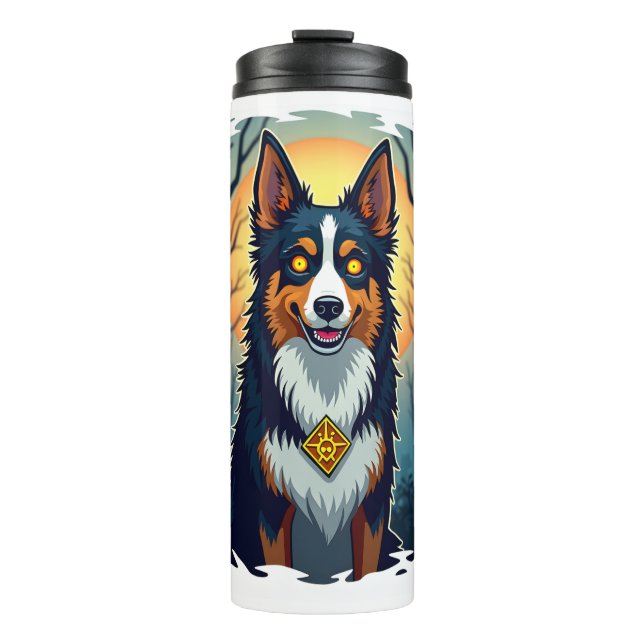 Verfluchter Collie-Kriecher Thermosbecher (Vorderseite)