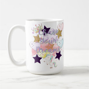 Verfolge deine Träume - Einhorn, Herzen und Sterne Kaffeetasse