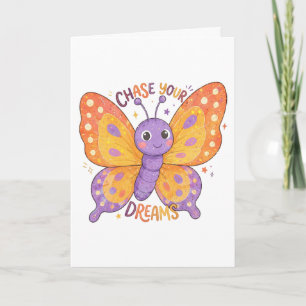 Verfolge deine Träume Süße Schmetterling-Illustrat Karte
