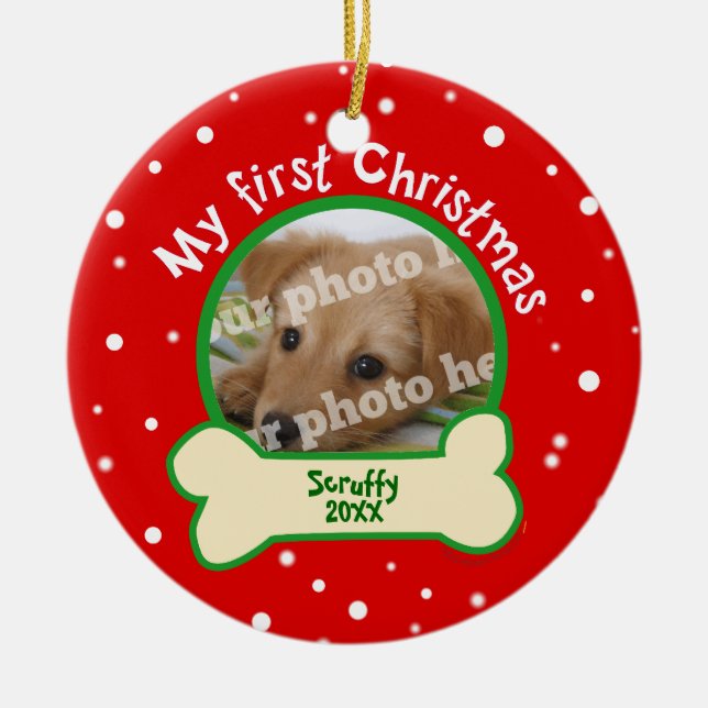 Verfolgen Sie mein erstes Weihnachtsrotes und Keramikornament (Vorne)