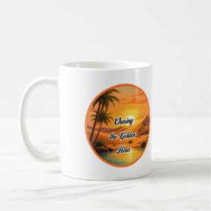 Verfolgung der Golden Hour Sunset Oasis Ästhetik Kaffeetasse