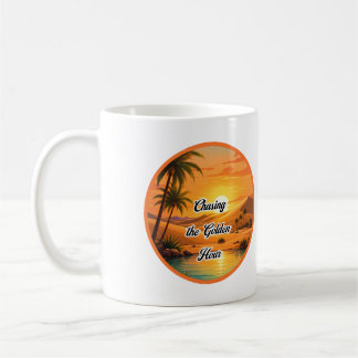Verfolgung der Golden Hour Sunset Oasis Ästhetik Kaffeetasse