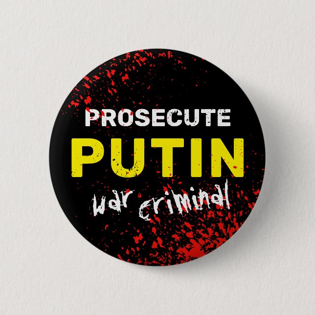 Verfolgung des Kriegsverbrechers Putin, Ukraine ge Button (Vorderseite)
