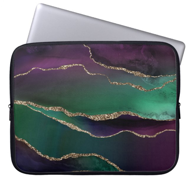 Verführerisch Agate | Dunkle Jewel Tone Stone Gold Laptopschutzhülle (Vorderseite)