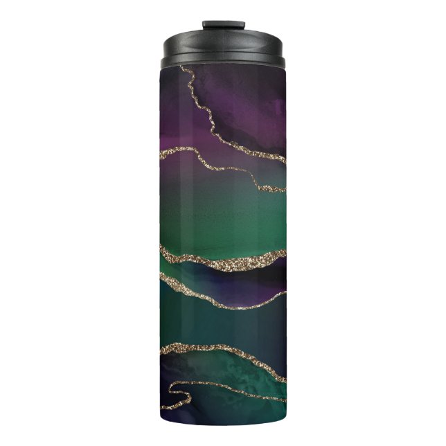 Verführerisch Agate | Dunkle Jewel Tone Stone Gold Thermosbecher (Vorderseite)