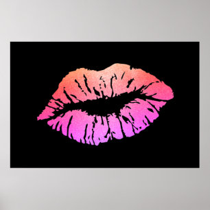 Verführerische Glitzernde Lippen, Kuss Poster