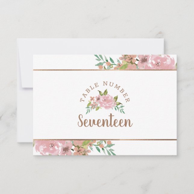 Verführerische Rose Vintag Dusty Pink Tischnummer (Vorderseite)