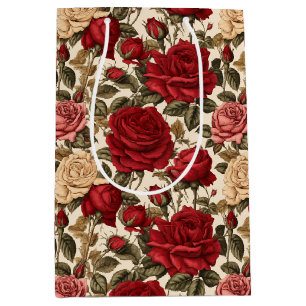 Verführerische Rosen und Weiße Rosen - Chic Floral Mittlere Geschenktüte