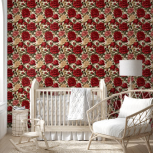 Verführerische Rosen und Weiße Rosen - Chic Floral Tapete