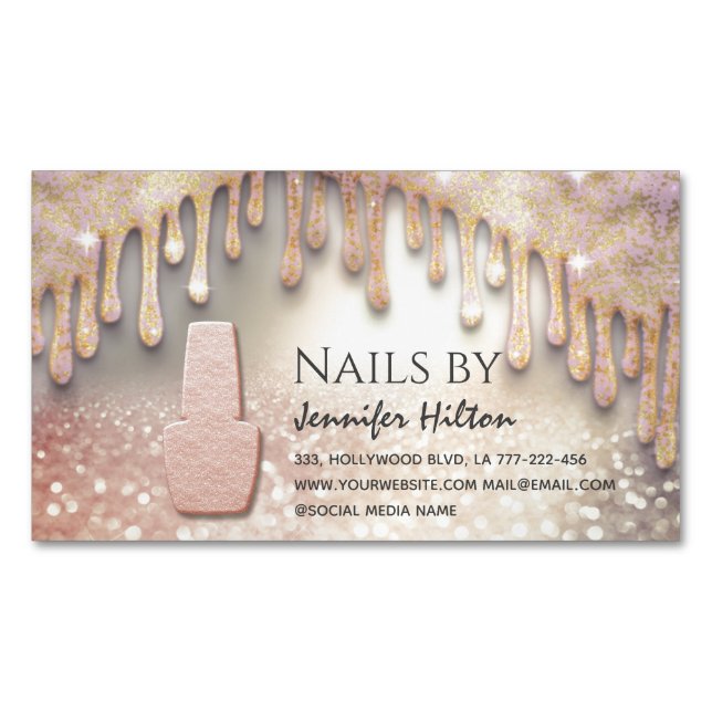 Verführerischer Rose Goldglittersalon Magnetische Visitenkarte (Vorderseite)