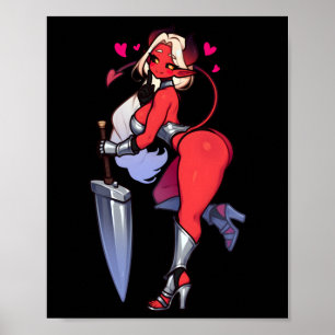 Verführerisches Dämonenmädchen mit Schwertfantasie Poster