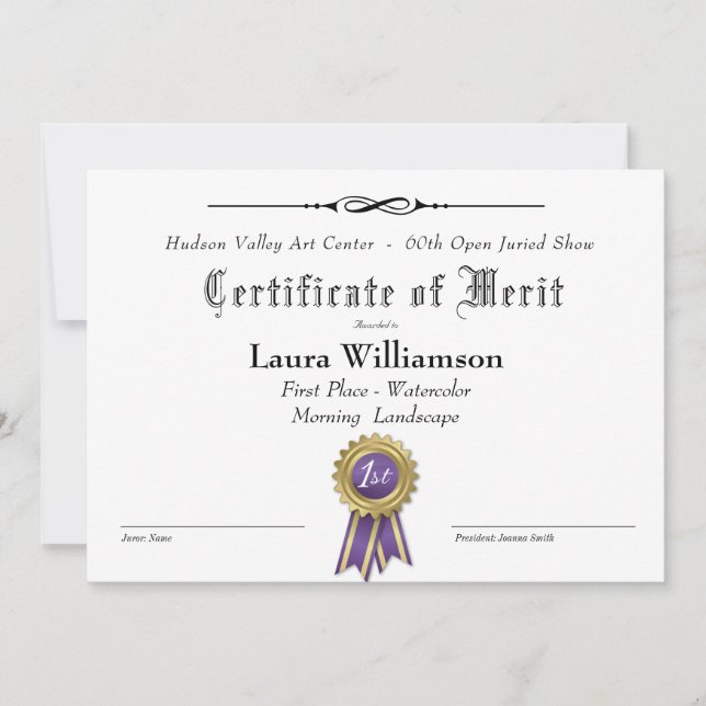 VERGABENBESCHEINIGUNG FÜR KUNSTWERKE (Vorderseite)