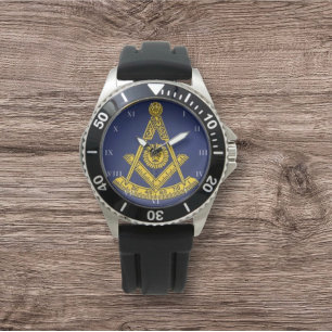 Vergangener Meister Freimaurer Quadrat und Kompass Armbanduhr
