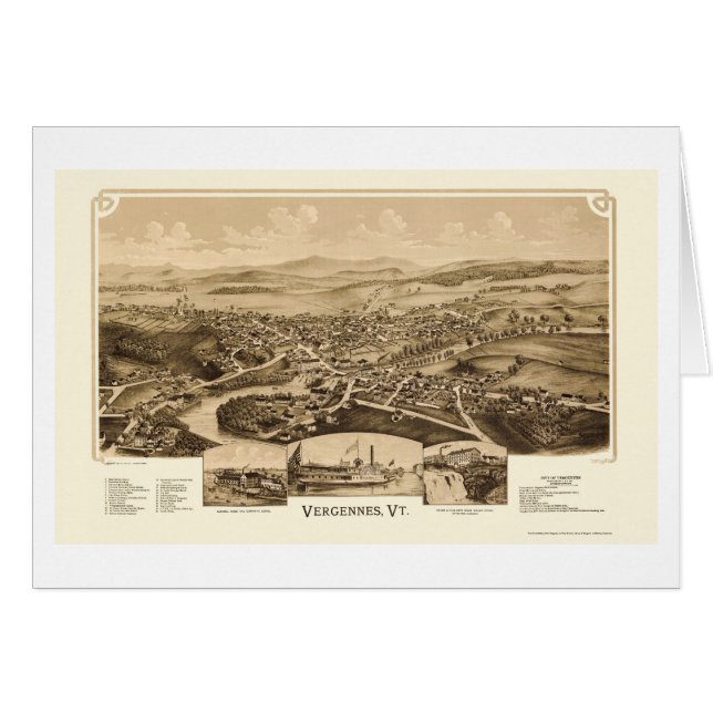 Vergennes, panoramische Karte VT - 1890 (Vorderseite (Horizontal))