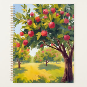 Verger de pommiers automne chute aquarelle