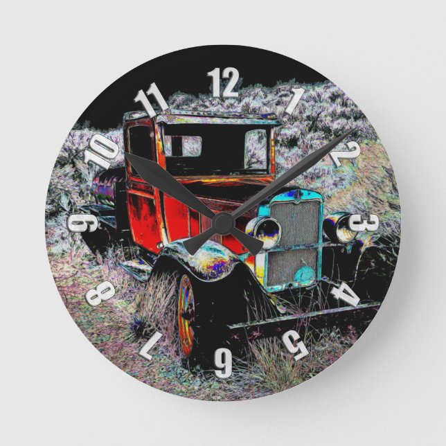 Vergessen - Alter Vintager LKW Runde Wanduhr (Vorderseite)