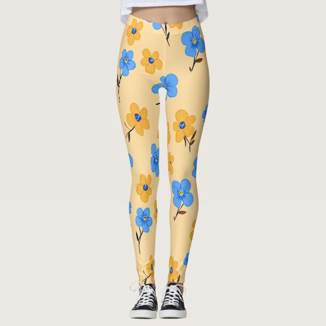 Vergessen-Ich-nicht-Blumenmuster Leggings (Vorderseite)