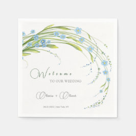 Vergessen-ich-nicht-Hochzeit Willkommen Serviette